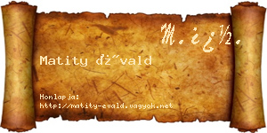 Matity Évald névjegykártya